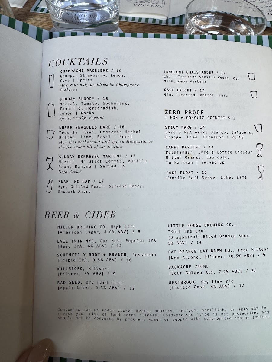 Sunday In Brooklyn Menu - Image 1